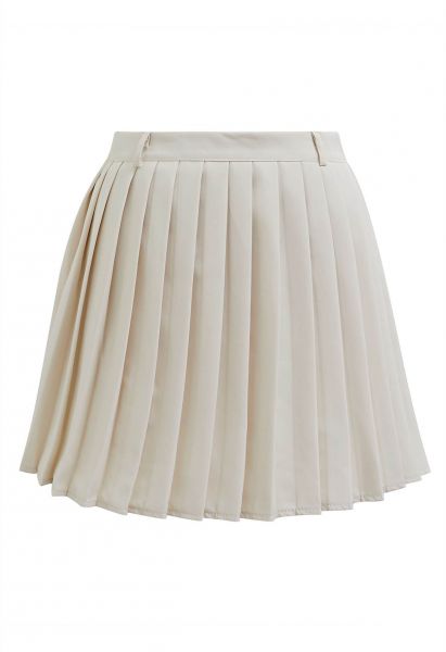 Classic Pleated Mini Skirt in Ivory