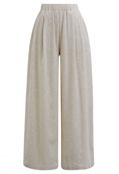 Side Pocket Wide-Leg Linen-Blend Pants in Linen