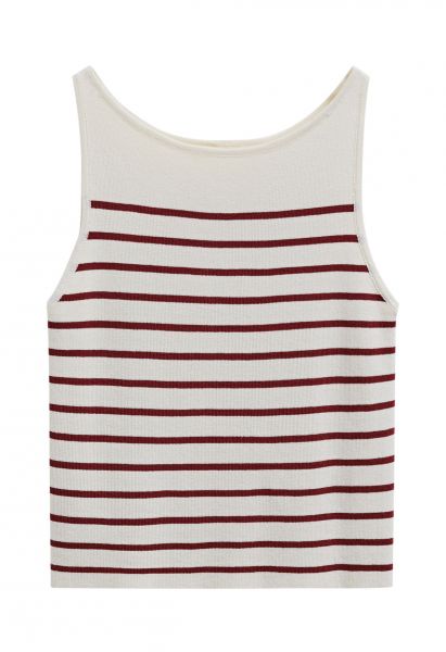 Red Stripe Knit Tank Top