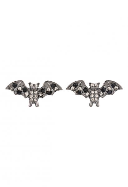 Rhinestone Bat Stud Earrings