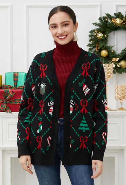 Jolly Christmas Elements Knit Cardigan