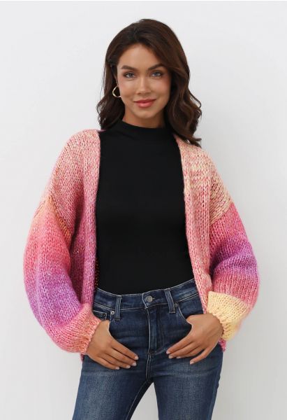 Ombre Sequin Embellished Hand-Knit Cardigan