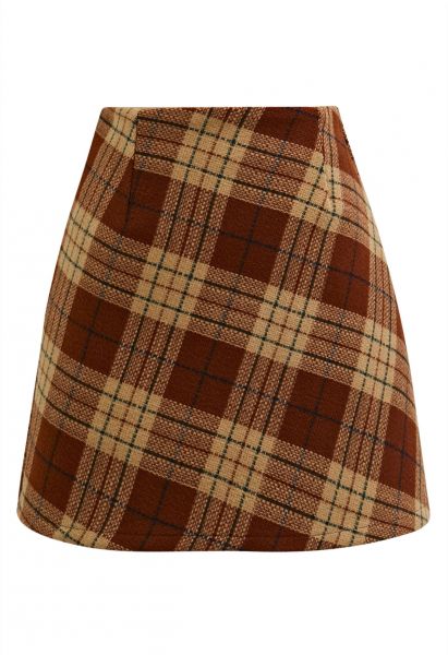 Vintage Style Plaid Mini Bud Skirt