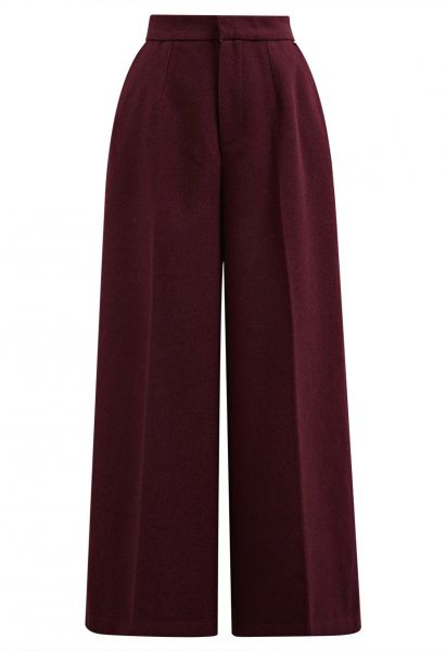 Dashing Side Pockets Palazzo Pants in Burgundy