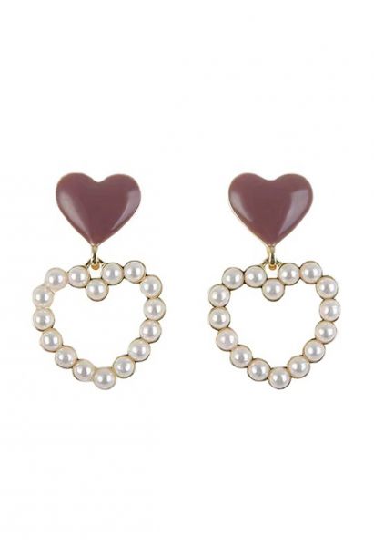 Double Hearts Drop Earrings