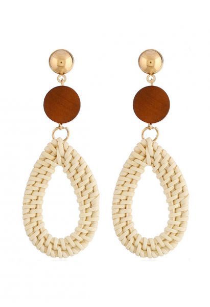 Teardrop Rattan Straw Earrings