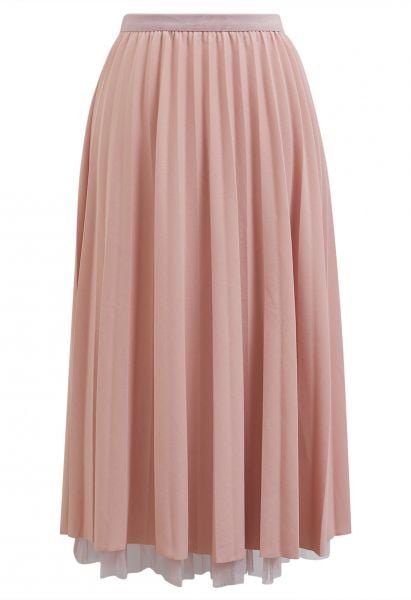 Call out Your Name Pleated Mesh Skirt in Pink