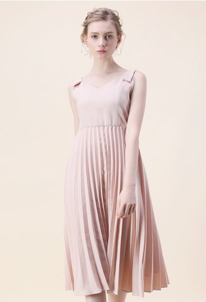 Felicity Comes Around Pleated Cami Dress in Pink 