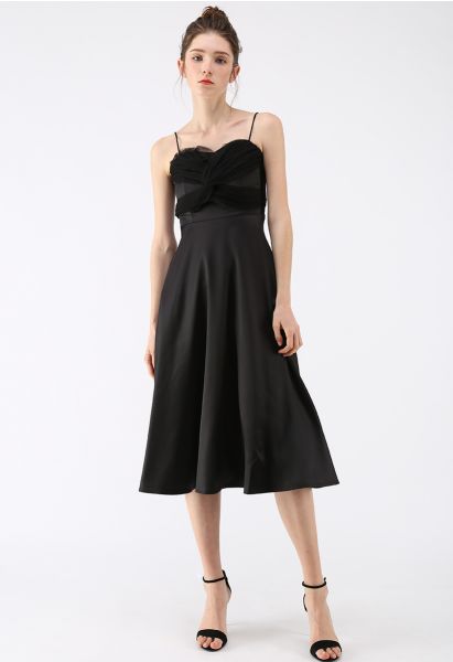 Silkiness Sweetheart Cami Dress in Black