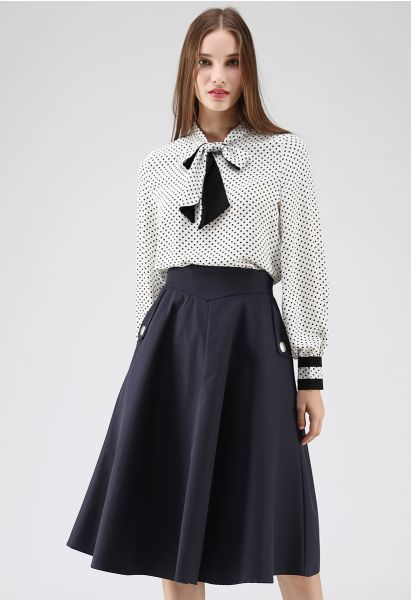 Classic Simplicity A-Line Midi Skirt in Navy