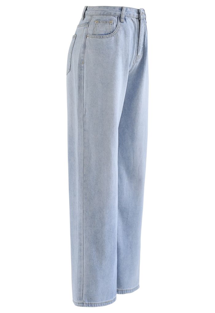 Light Blue Wide-Leg Jeans 