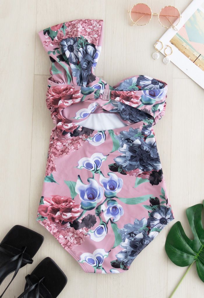 Sweet Knot Floral One-Shoulder One-Piece Swimsuit