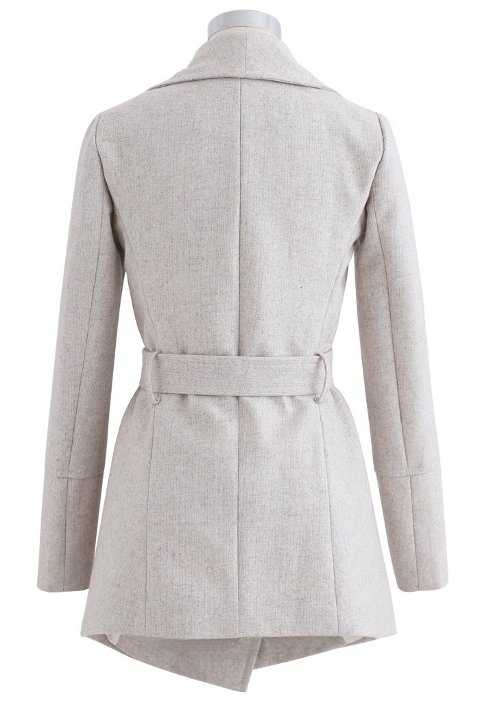 Rabato Wrap Belted Wool-Blend Coat in Ivory