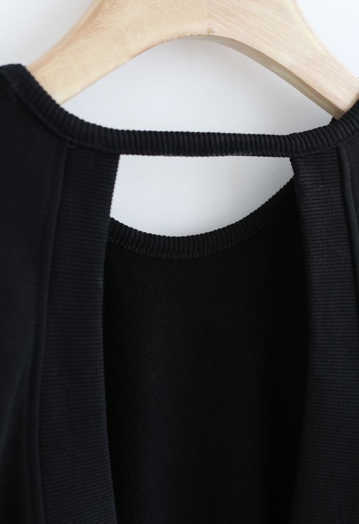 Crisscross Open Back Sweatshirt in Black