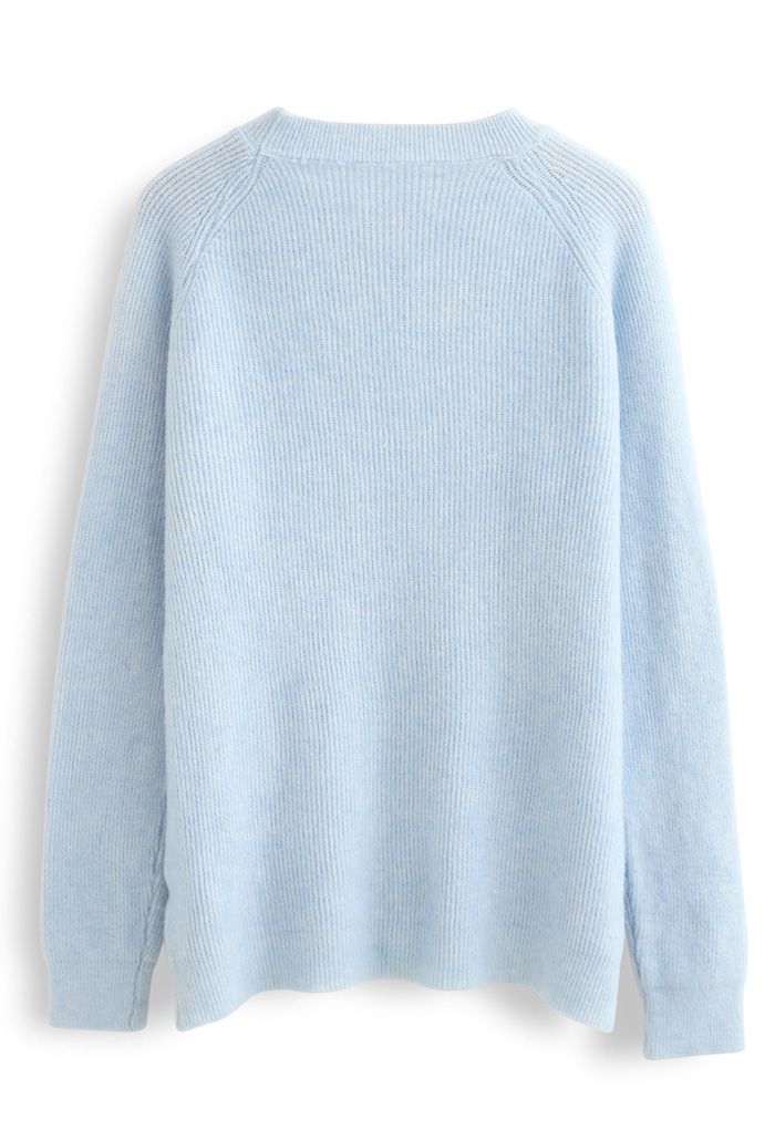 Basic Soft Touch Oversized Knit Sweater in Blue