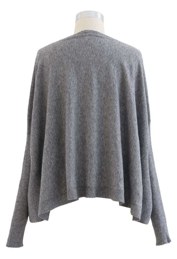 Soft Flare Hem Cape Sweater in Grey