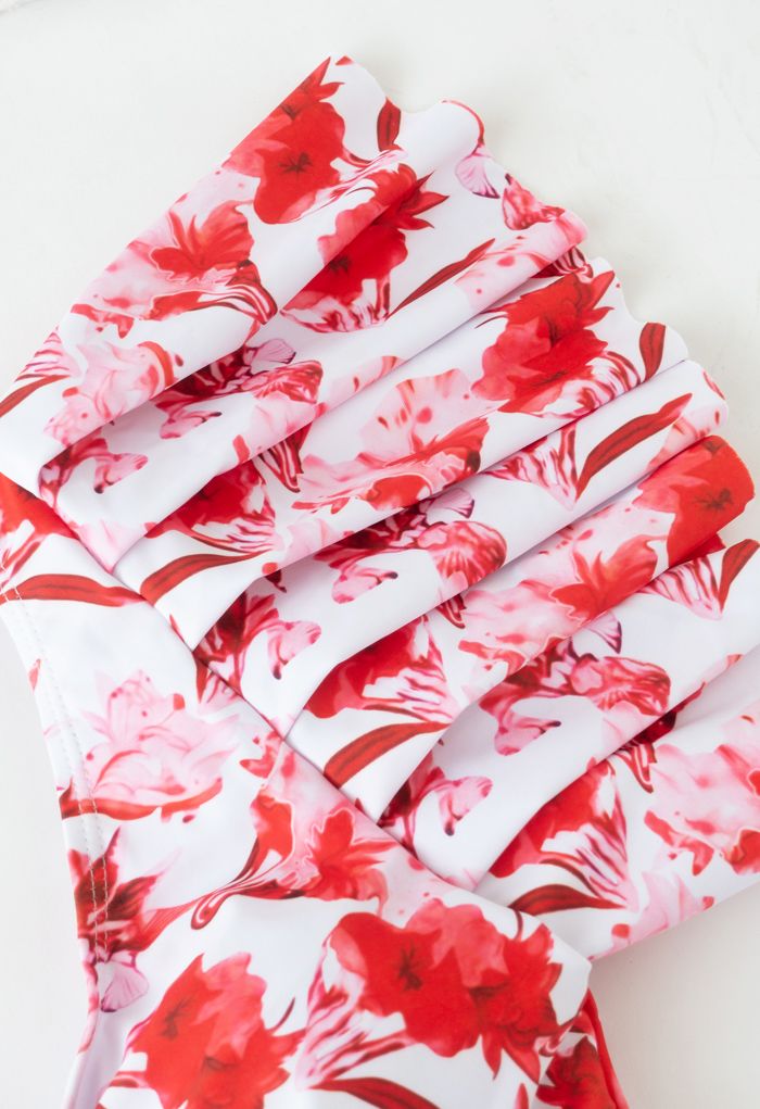 Ruffle One-Shoulder Floral Bikini Set