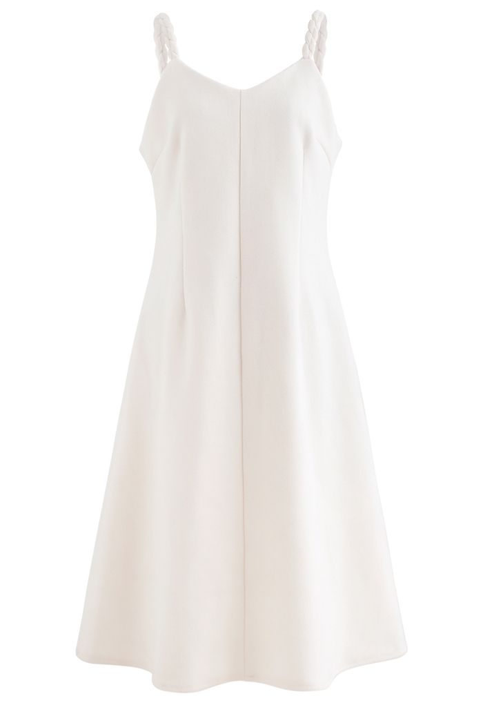 Braid Straps Sweetheart Neck Cami Dress in Ivory