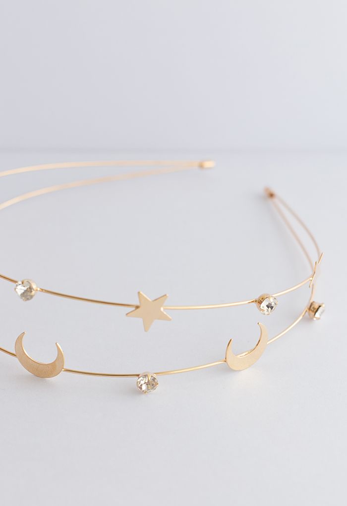 Moon and Star Golden Headband