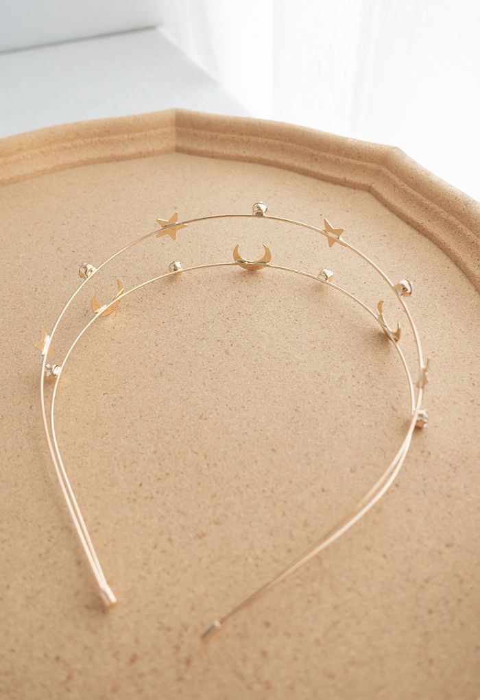 Moon and Star Golden Headband