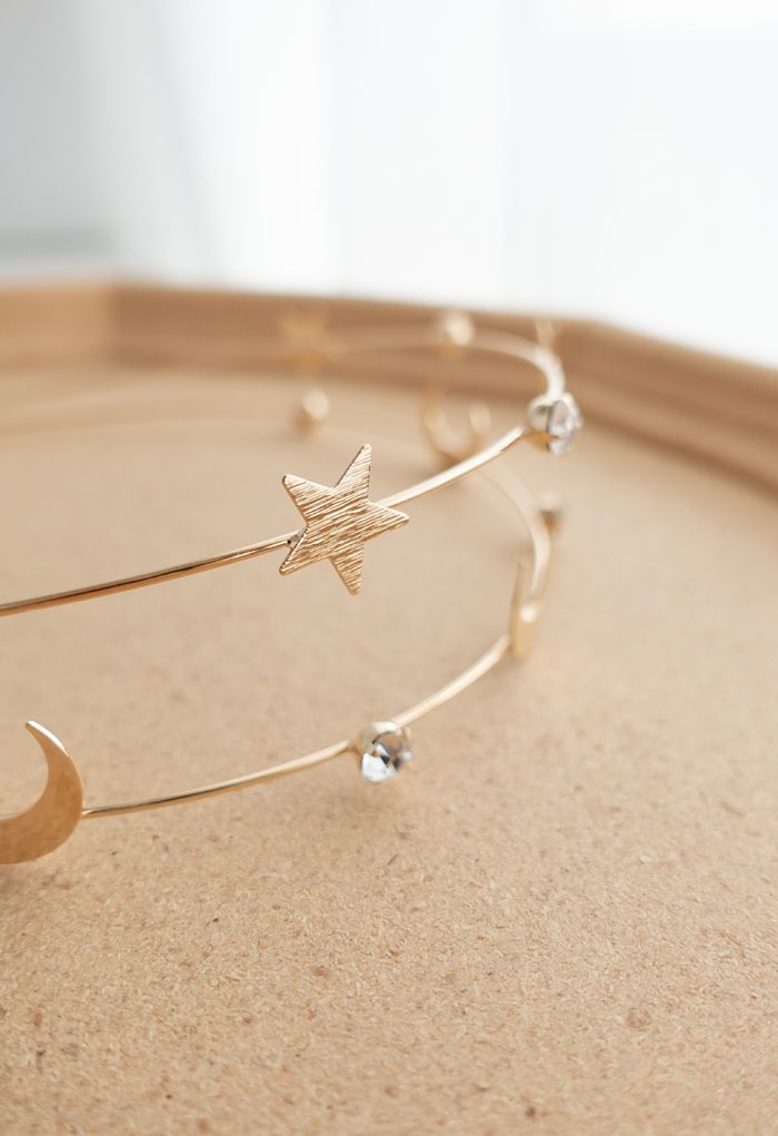 Moon and Star Golden Headband