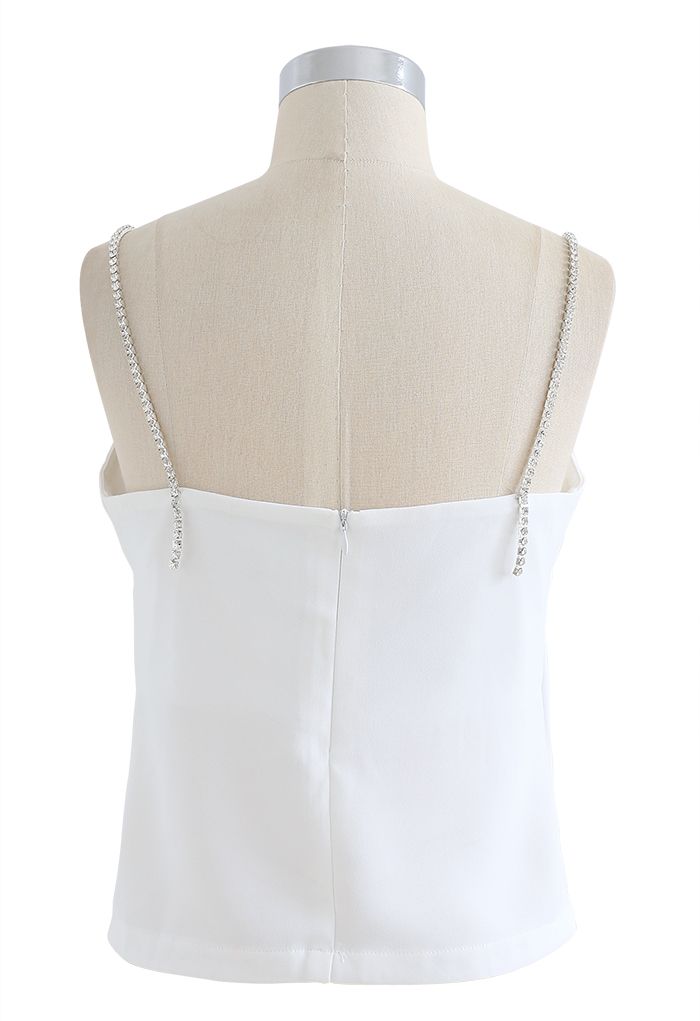 Crystal Straps Cami Tank Top in White