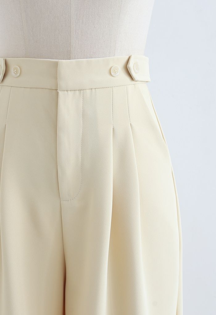 Buttoned Waist Straight Leg Pants in Yellow