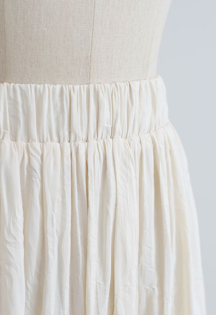 Lightweight Pleated Chiffon Skirt in Cream