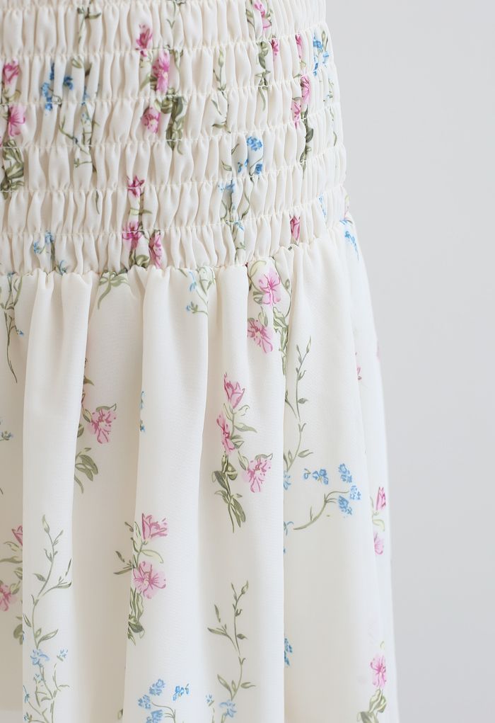 Bouquet Shirred Ruffle Crop Top and Skirt Set