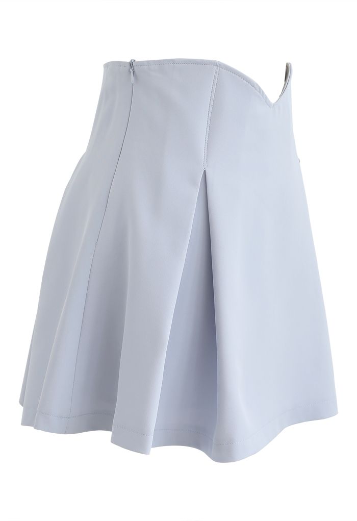 High Waist Corset Pleated Mini Skirt in Baby Blue