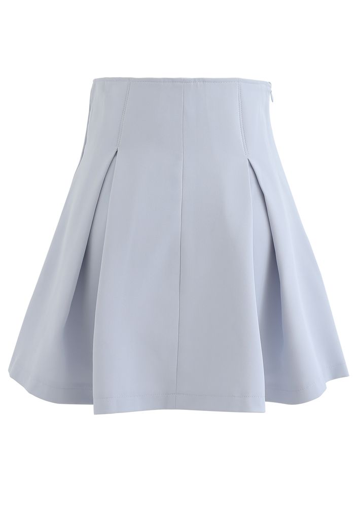 High Waist Corset Pleated Mini Skirt in Baby Blue