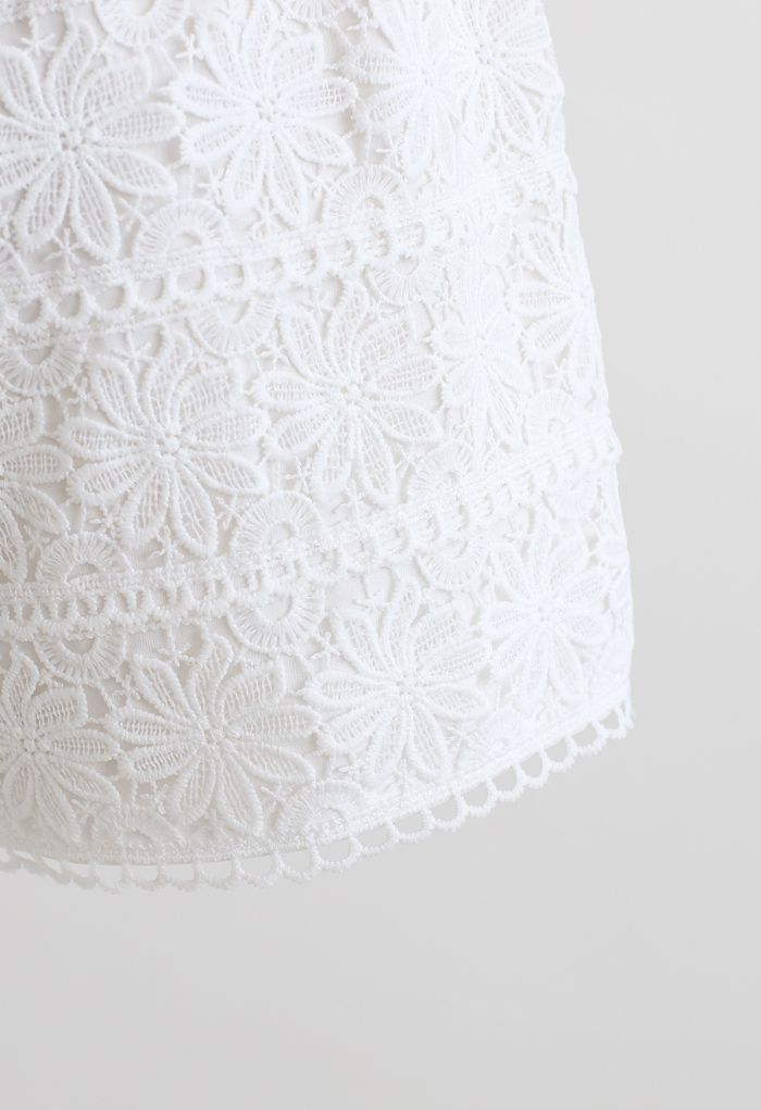 Sunflower Crochet Overlay Shorts in White