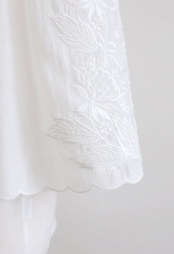 Delicate Embroidery Bell Sleeves Top