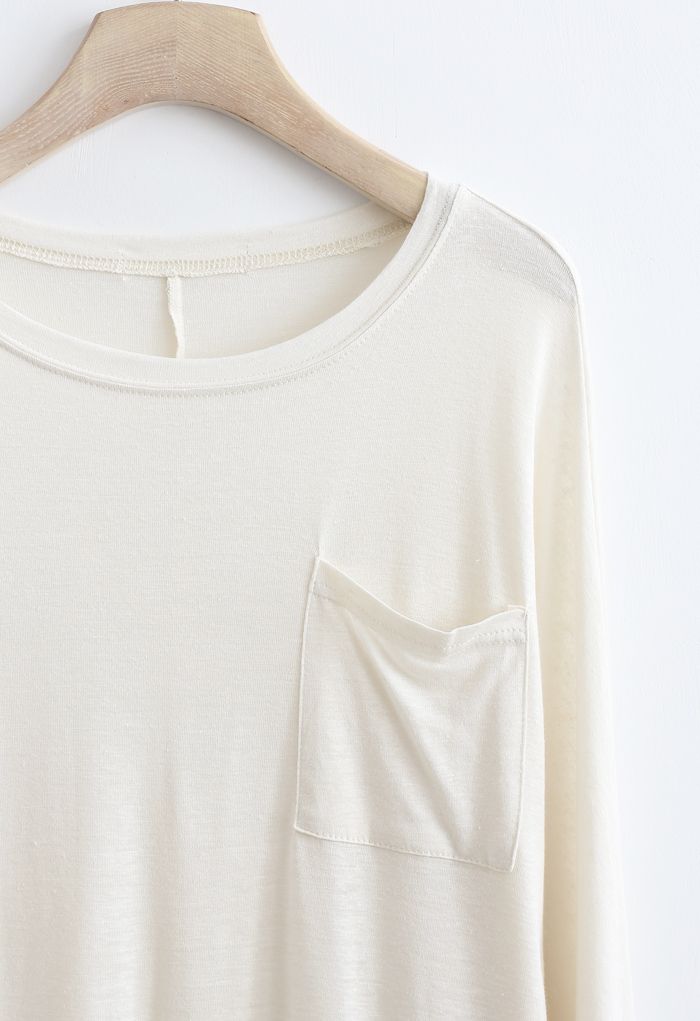 Long Sleeve Oversize T-Shirt in Ivory