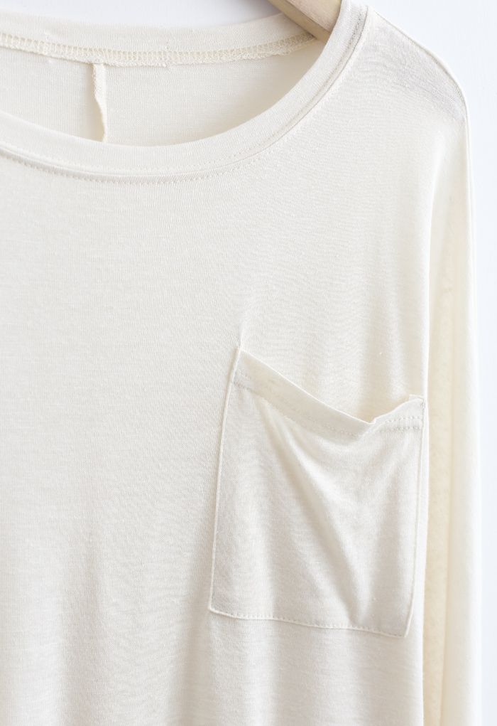 Long Sleeve Oversize T-Shirt in Ivory
