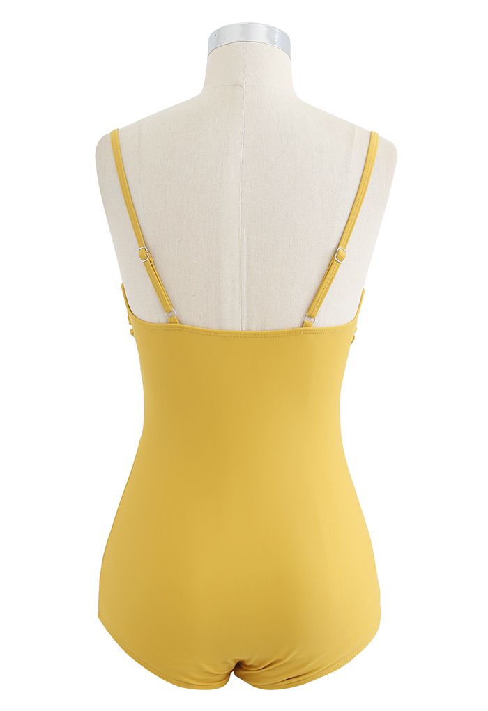 Cross Front Cami Swimsuit in Mustard