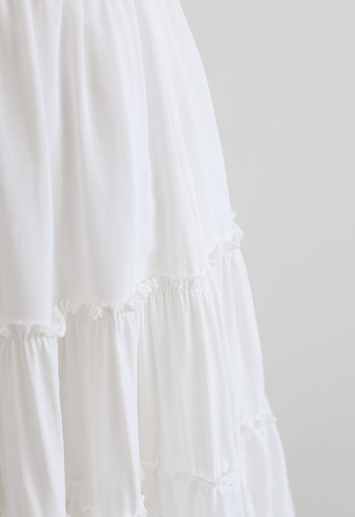 Broderie Anglaise Frill Hem Mini Skirt in White
