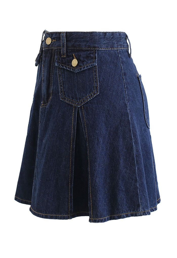 High Waist Flare Hem Denim Mini Skirt
