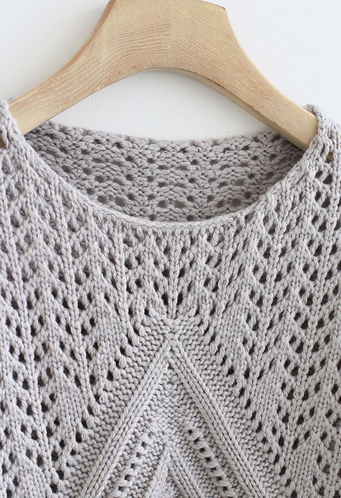Hollow Out Chunky Knit Sweater in Grey