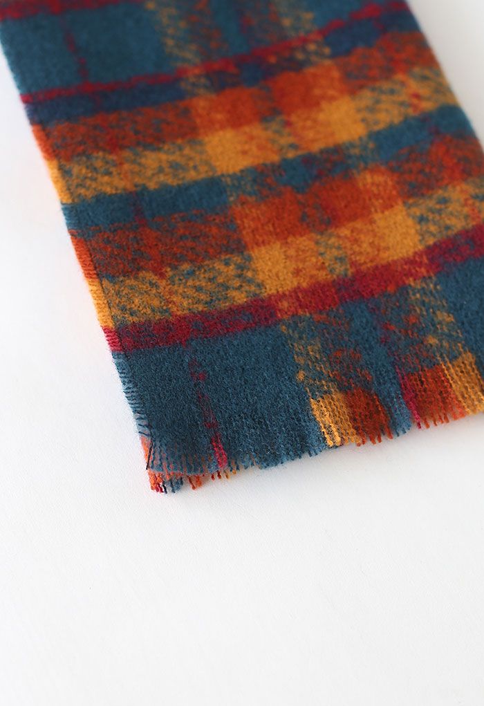 Soft Touch Colored Check Scarf in Orange