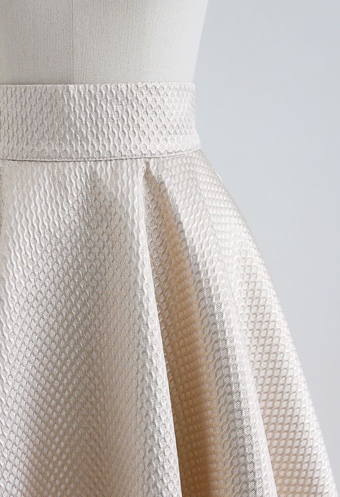 Shimmer Honeycomb Embossed Midi Skirt