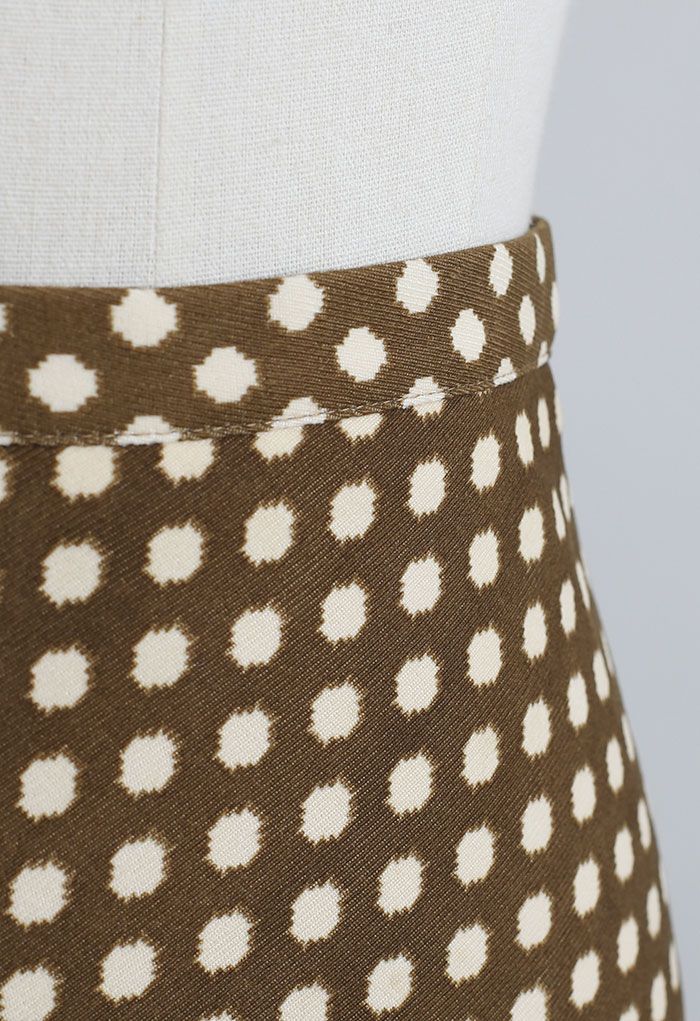 Full Spot Print Midi Skirt in Caramel