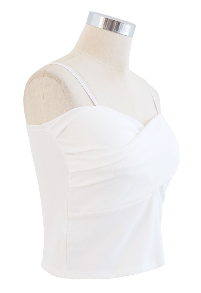 Cross Wrap Fitted Cami Top in White