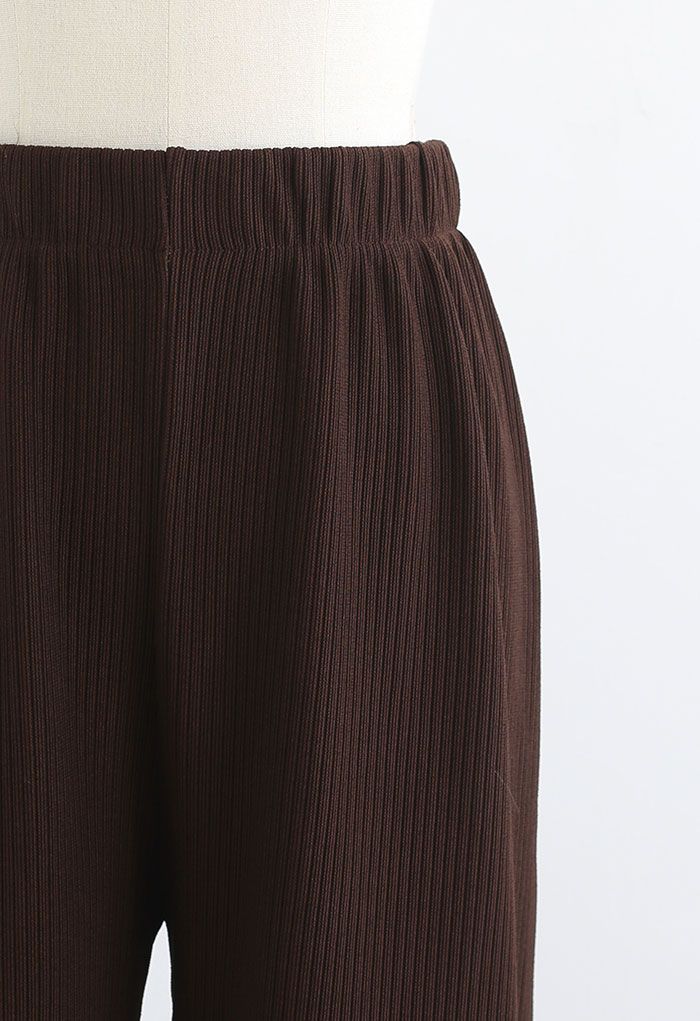 Straight Leg Ribbed Lounge Pants in Brown