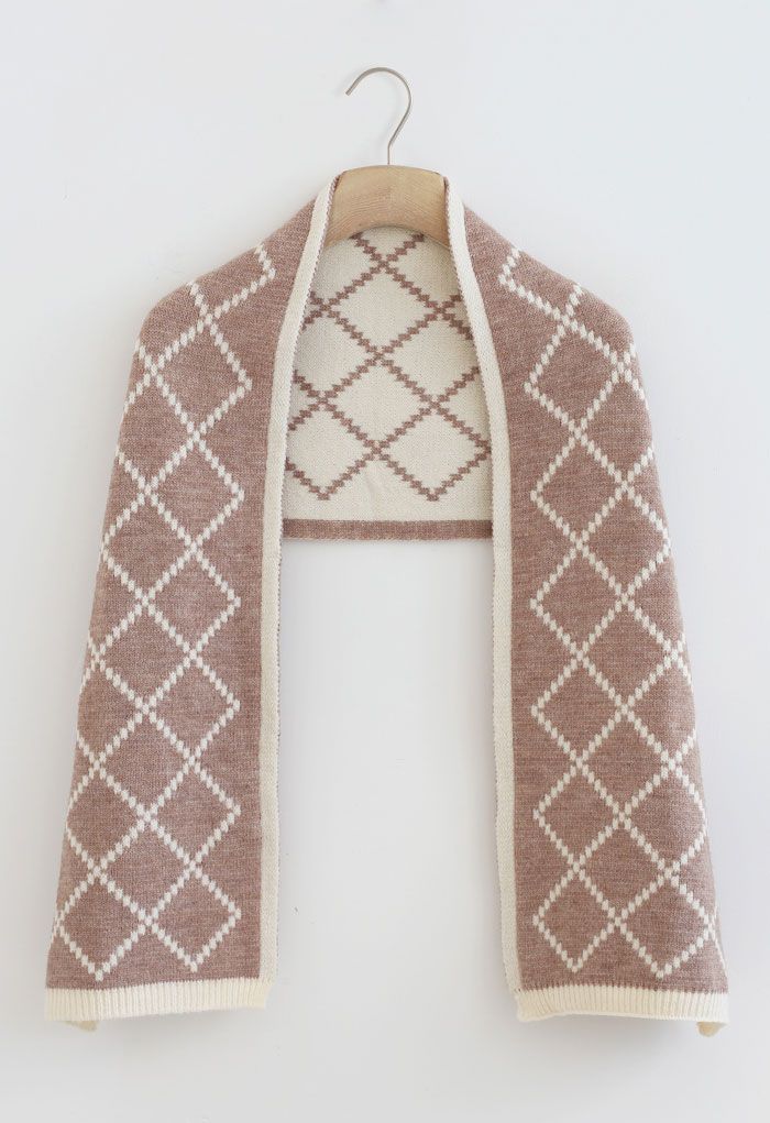 Diamond Print Scarf in Taupe
