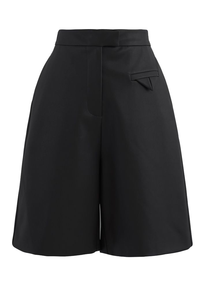 Faux Leather Bermuda Shorts in Black