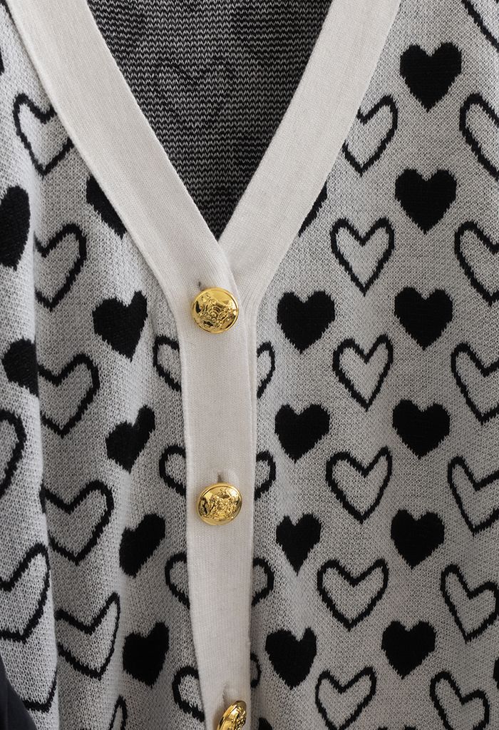 Ruffle Chiffon Sleeves Heart Print Knit Spliced Top in Ivory