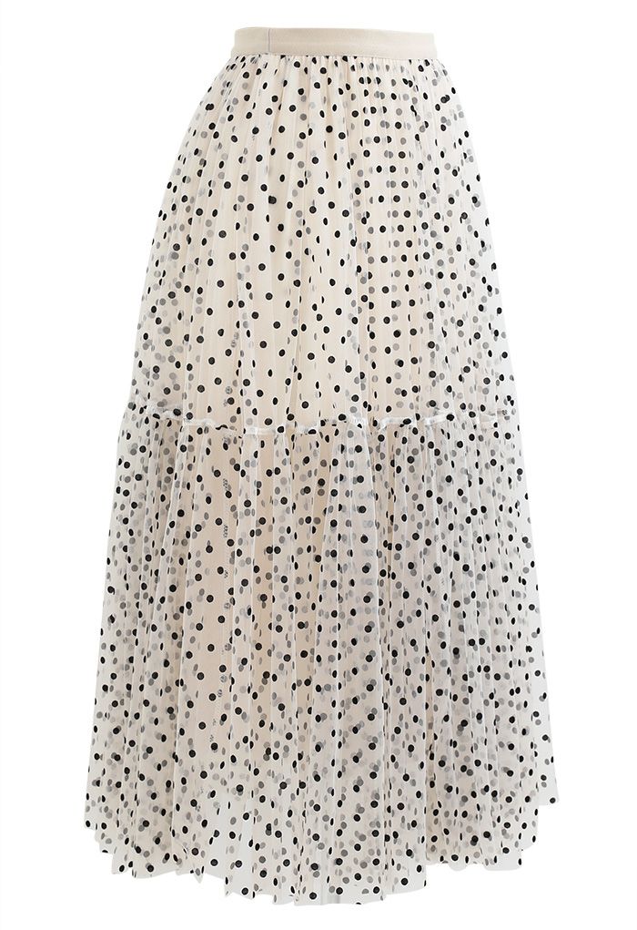 Can't Let Go Dots Mesh Tulle Skirt in Cream