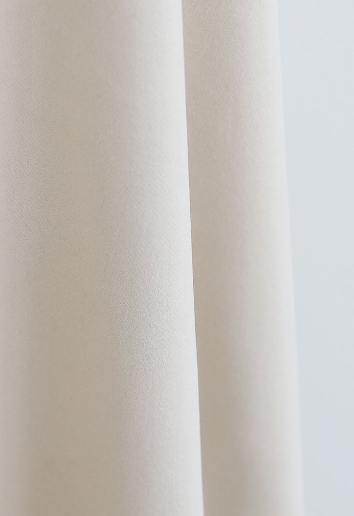 High Waist A-Line Flare Midi Skirt in Cream