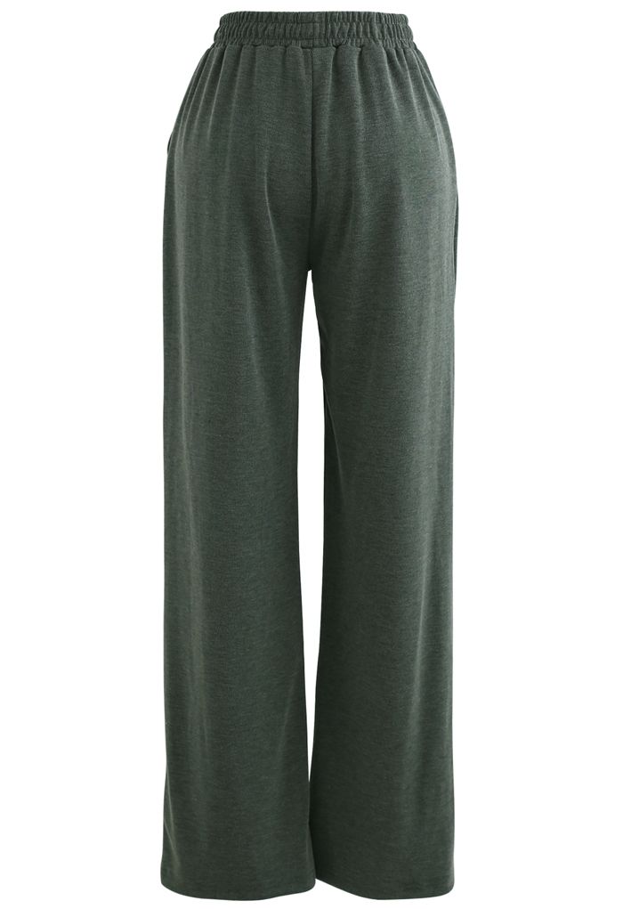 Olive Slouchy Pockets Wide-Leg Pants